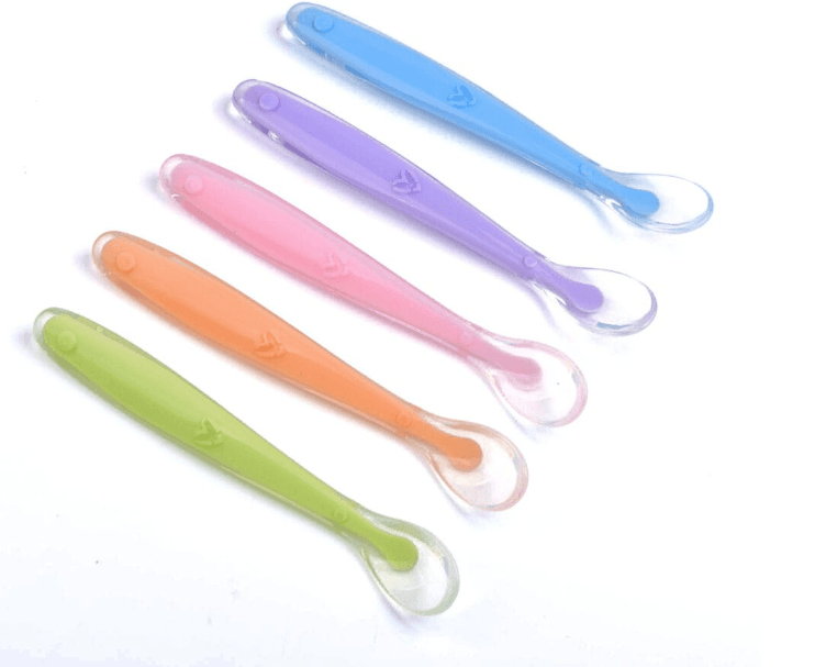 BPA Free Silicone Baby Feeding Spoon Safe Transparent Soft-Tip